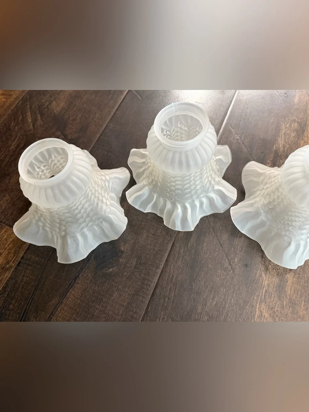 Vintage Frosted Glass Ruffled Lamp Shade - Home Accents